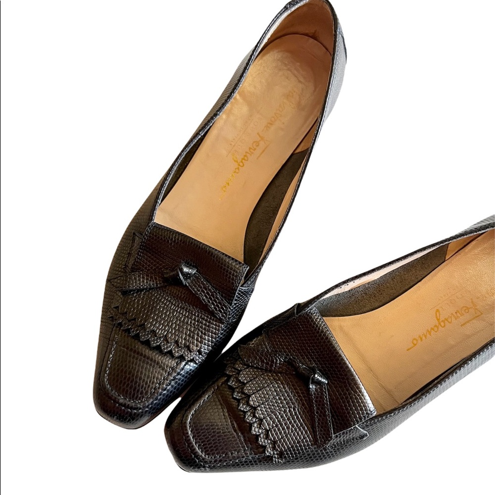 Vintage Salvatore Ferragamo Cap Toe Tassel Snakesk